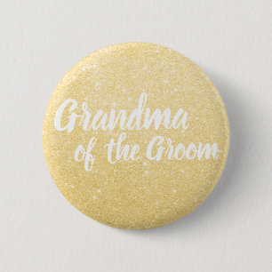 Elegant & modern gold glitter grandma of the groom button