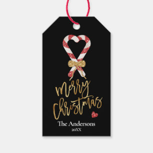 Elegant Modern Gold Glitter Merry Christmas Candy Gift Tags