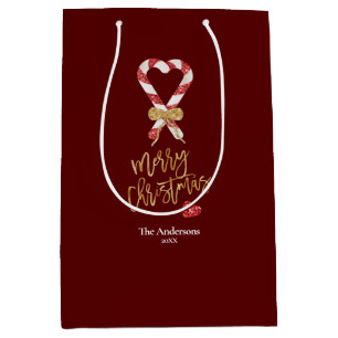 Elegant Modern Gold Glitter Merry Christmas Candy Medium Gift Bag