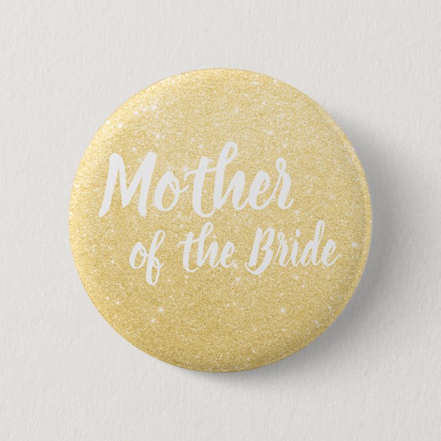 Elegant & modern gold glitter mother of the bride button (Front)