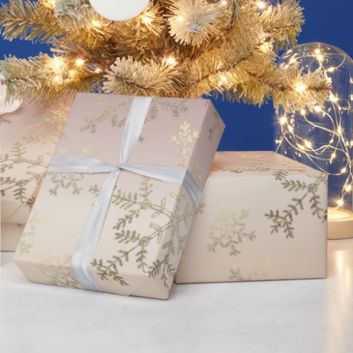 Elegant modern gold glitter snowflakes gradient wrapping paper