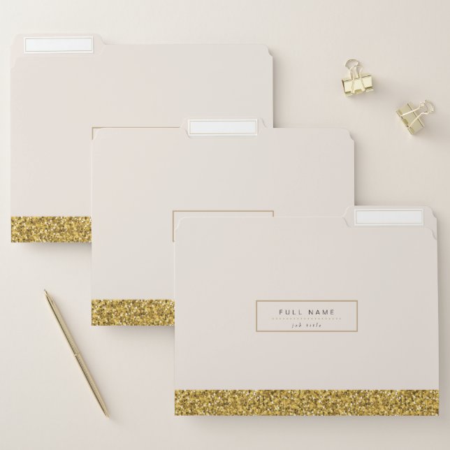 Elegant Modern Gold Glitter Sparking Trendy Chic File Folder (Set)