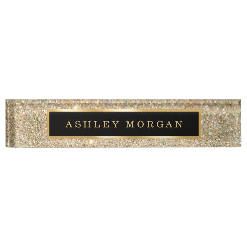 Elegant Modern Gold Glitter Sparkles Name Plate