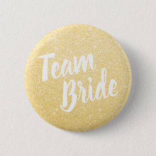 Elegant & modern gold glitter team bride wedding button