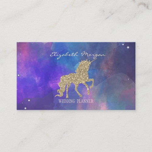 Elegant ModernGold Glitter Unicorn Paint Splash Business Card