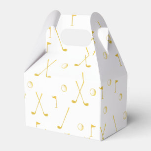 Elegant Modern Gold Golf Pattern Golfer White Favor Boxes