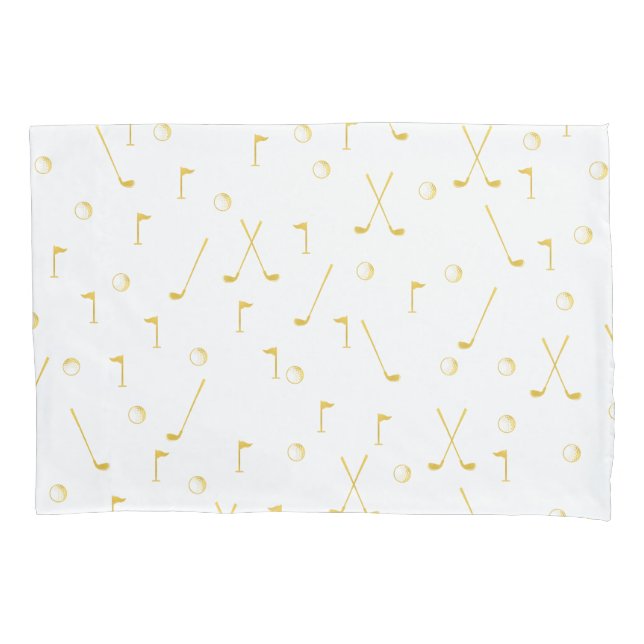 Elegant Modern Gold Golf Pattern Golfer White   Pillow Case (Front)