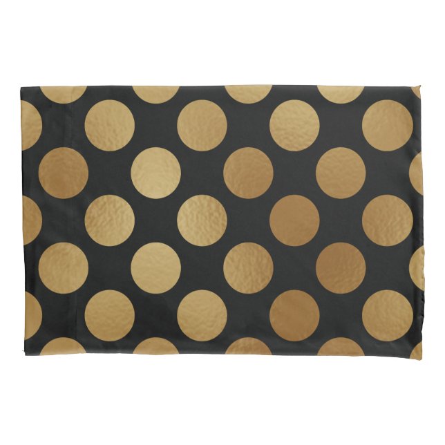 Elegant Modern Gold Gradient Polka Dots Pattern | Pillow Case (Front-Left)