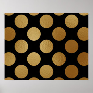 Elegant Modern Gold Gradient Polka Dots Pattern Poster