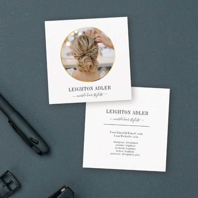 Elegant Modern Gold Hair Stylist Chic Script Calling Card (Creator Uploaded)