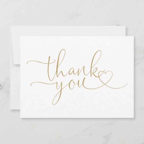 Elegant Modern Gold Heart Script Thank You Card