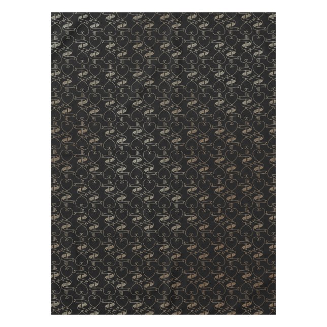 Elegant Modern Gold Hearts and Keys Pattern | Tablecloth (Front)