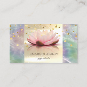 Elegant Modern Gold Holographic Pearl Lotus Business Card