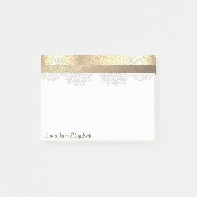 Elegant Modern Gold,Lace -  Personalized Post-it Notes (Front)