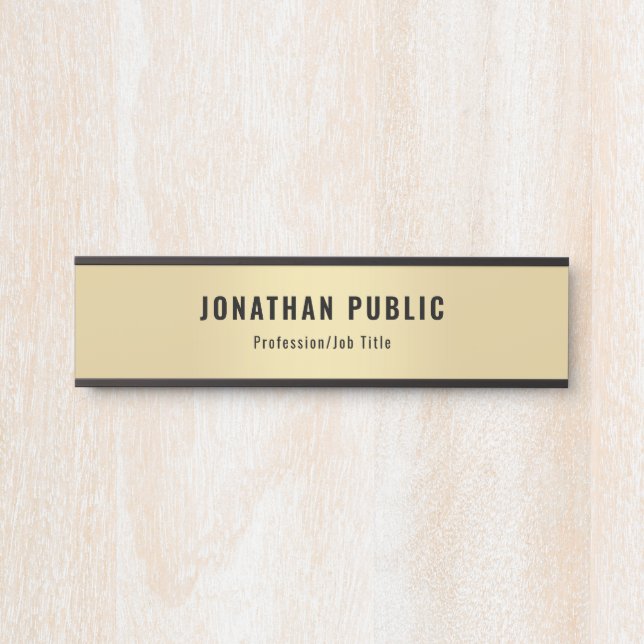 Elegant Modern Gold Look Template Personalized Door Sign (Front)