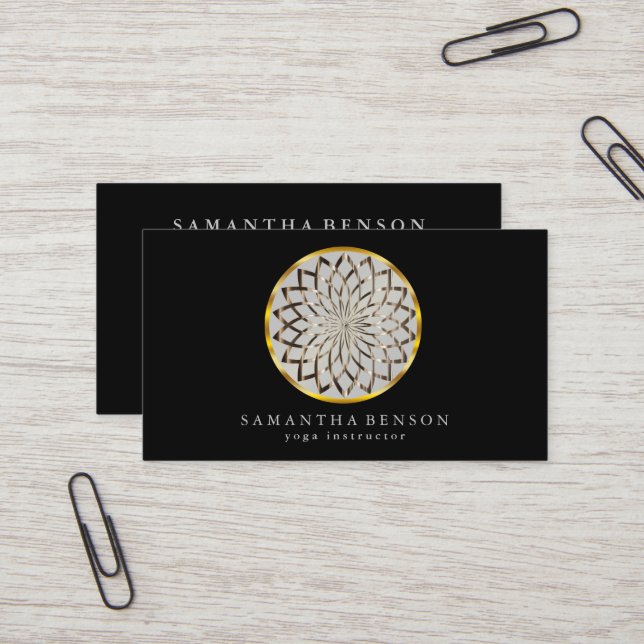 Elegant Modern Gold Lotus Logo Stylish Copper  Business Card (Front/Back In Situ)