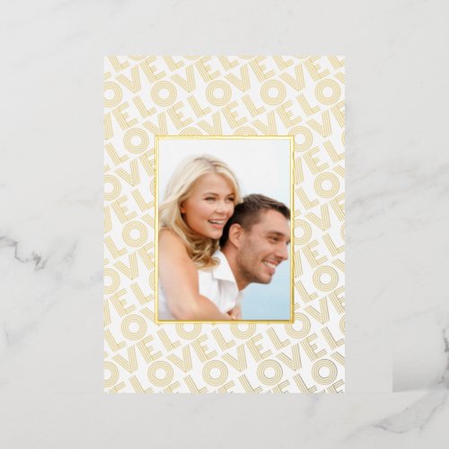 Elegant Modern Gold Love Couples Photo Custom Foi Foil Holiday Card