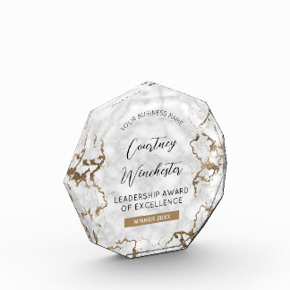 Elegant Modern Gold Marble Chic Business Employee Acrylic Award
