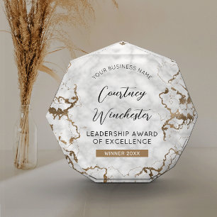 Elegant Modern Gold Marble Chic Business Employee Acrylic Award