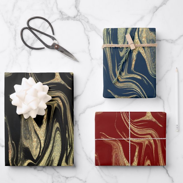 Elegant modern gold marble wrapping paper sheets (Front)