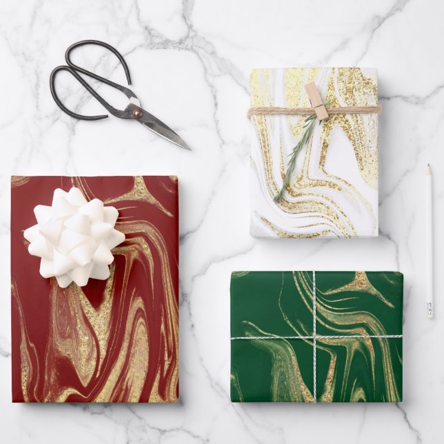 Elegant modern gold marble  wrapping paper sheets (Front)