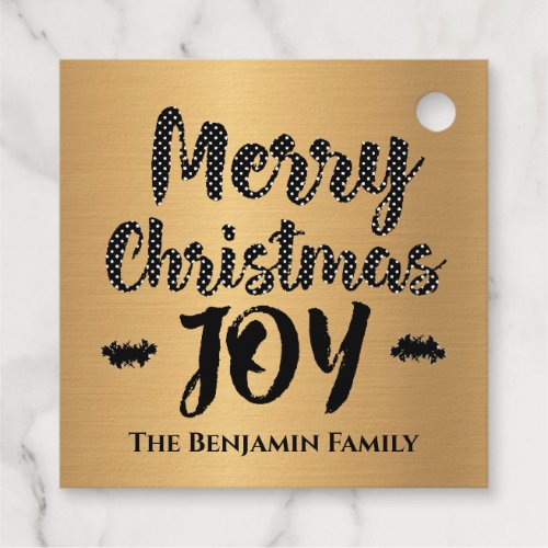 Elegant Modern Gold Merry Christmas Personalize Foil Favor Tags