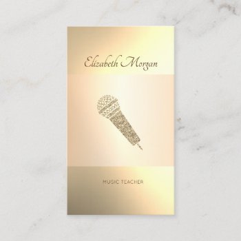 Elegant Modern  Gold Microphone  Music Teacher Business Card by Biglibigli at Zazzle