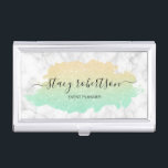 Elegant modern gold & mint glitter planner business card case<br><div class="desc">Modern design featuring faux gold,  mint glitter and white marble texture with elegant calligraphy font.</div>