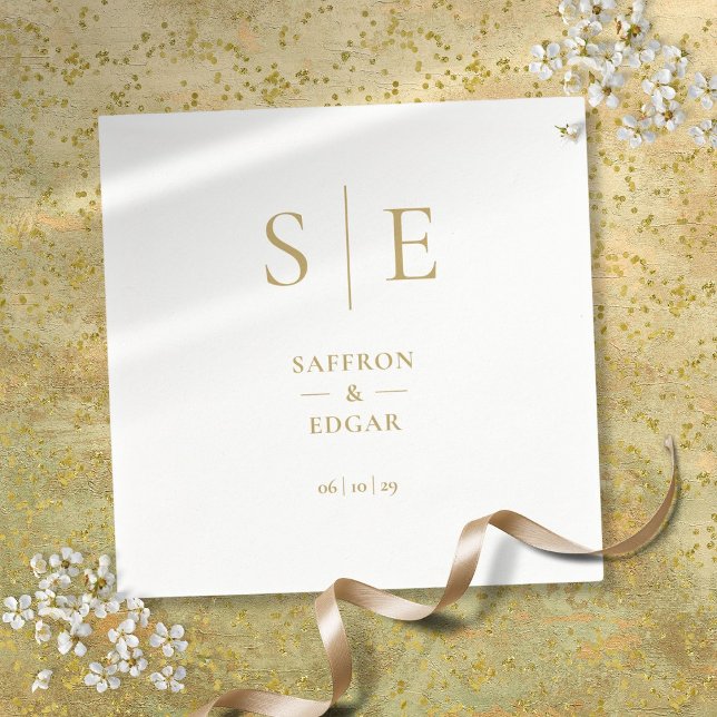 Elegant Modern Gold Monogram  Wedding Napkins (Elegant Modern Gold Monogram Wedding Napkins)