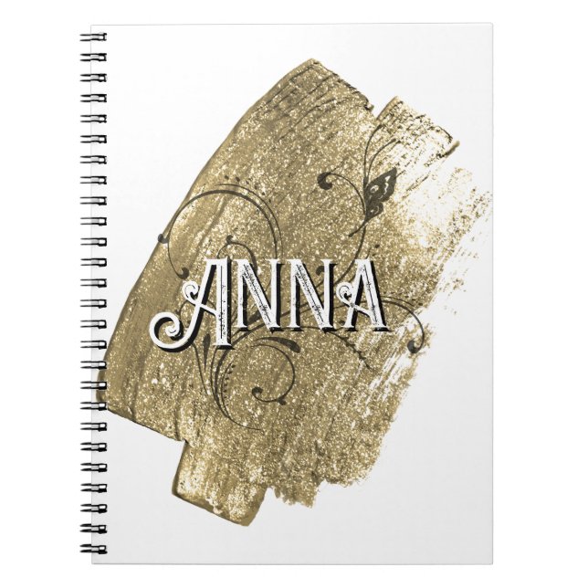 Elegant Modern Gold Name Notebook (Front)