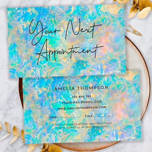 Elegant Modern Gold Opal Stone Appointment Card