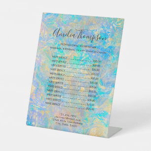 Elegant Modern Gold Opal Stone Price List Pedestal Sign