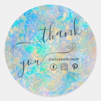 Elegant Modern Gold Opal Stone Thank You Classic Round Sticker
