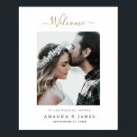 Elegant Modern Gold Photo Couple's Shower Welcome Poster<br><div class="desc">This simply chic photo wedding couple's shower welcome sign template features a clean, modern design. We've given this minimalist design a splash of panache with "Welcome' above the photo in a flowing modern font that manages to be both elegant and lively at the same time. We love the graceful arc...</div>