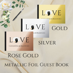 Elegant Modern Gold Photo Heart Custom Wedding Foil Guest Book