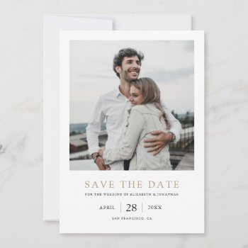 Elegant Modern Gold Photo Wedding Save the Date