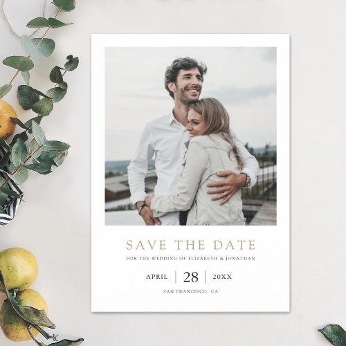 Elegant Modern Gold Photo Wedding Save the Date Magnetic Invitation