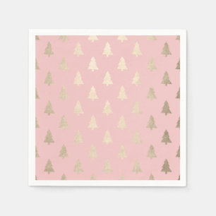 Elegant modern gold & pink Christmas tree pattern Napkins