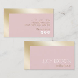 Elegant modern gold & pink esthetician business card | Zazzle