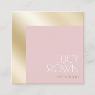 Elegant modern gold & pink esthetician square business card