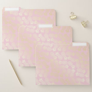 Elegant modern gold & pink pineapple pattern file folder