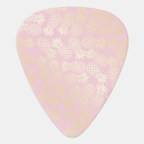 Elegant modern gold  pink pineapple pattern guitar pick