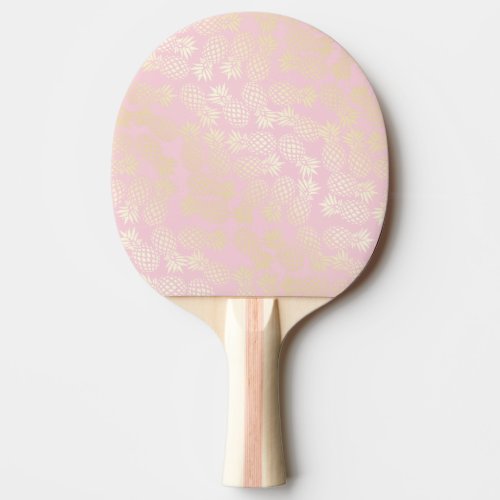 Elegant modern gold  pink pineapple pattern ping pong paddle