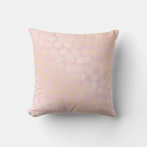 Elegant modern gold  pink pineapple pattern throw pillow