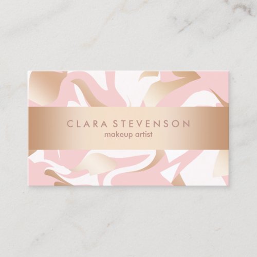 Elegant modern gold pink white abstract pattern business card