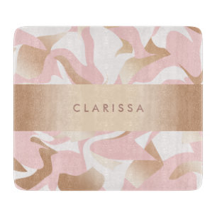 Elegant modern gold pink white abstract pattern cutting board