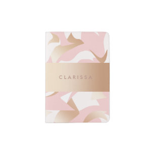 Elegant modern gold pink white abstract pattern passport holder