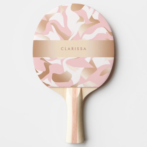 Elegant modern gold pink white abstract pattern ping pong paddle