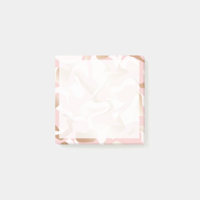 Elegant modern gold pink white abstract pattern post-it notes (Front)
