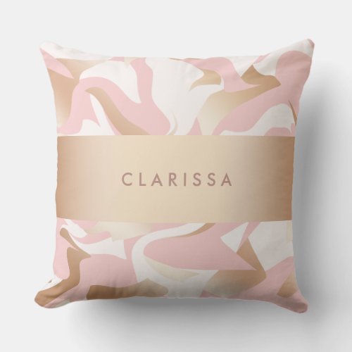 Elegant modern gold pink white abstract pattern throw pillow
